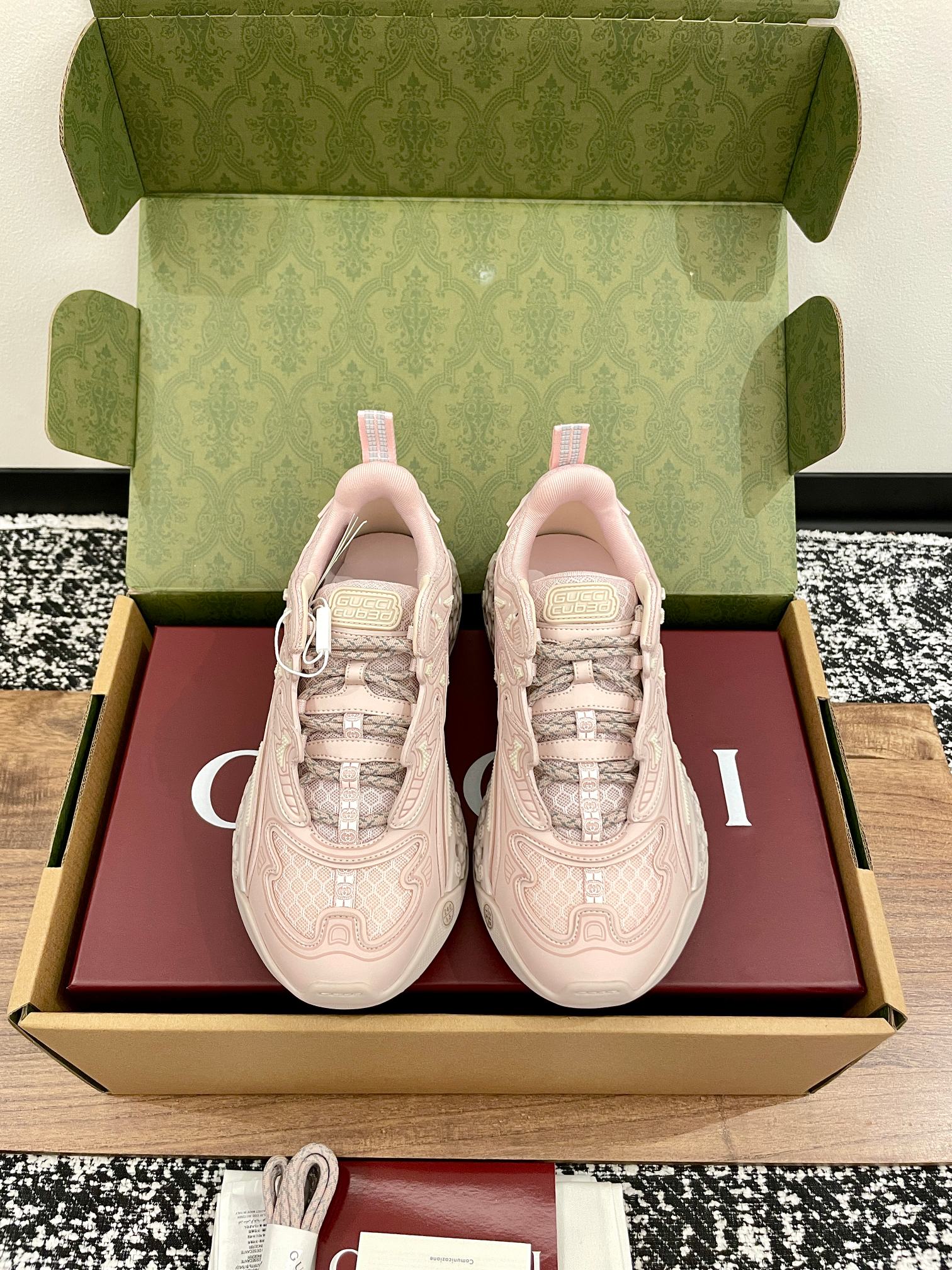 GG 26 Casual Sneakers Light Pink Mesh Cowhide 632866