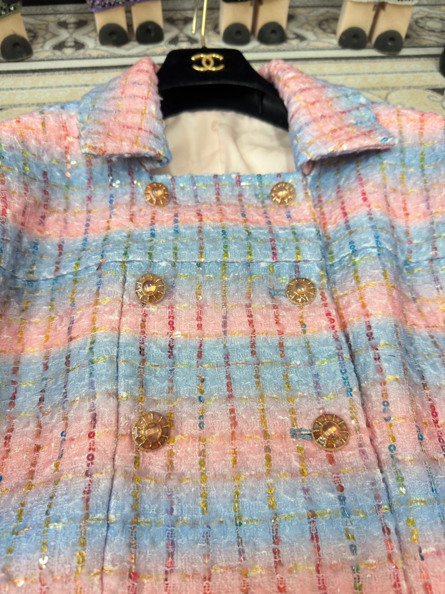 CC Tweed Jacket Blue Pink Lanie Wool Polyamide 251954