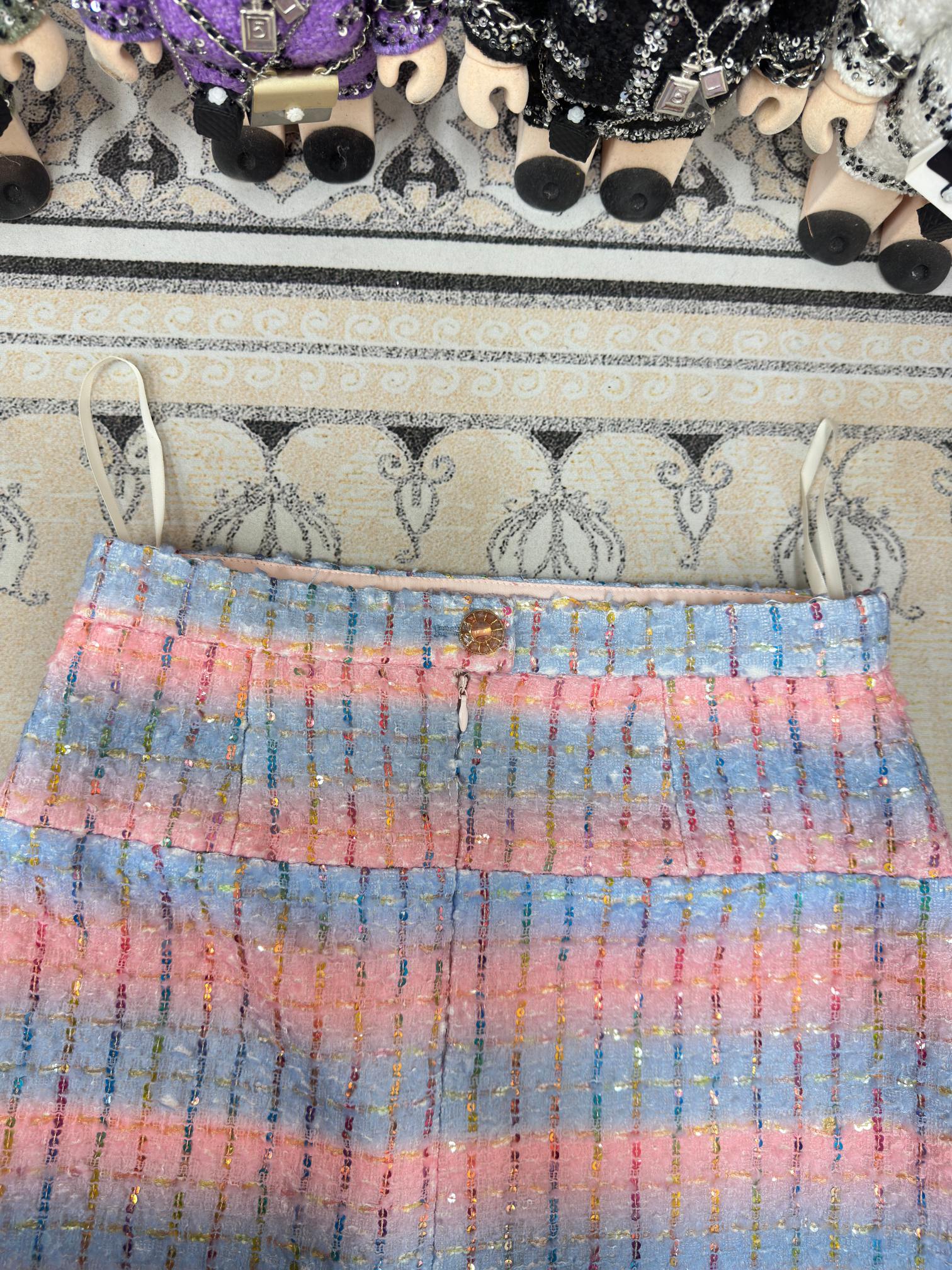 CC Tweed Skirt Blue Pink Lanie Wool Polyamide 251953