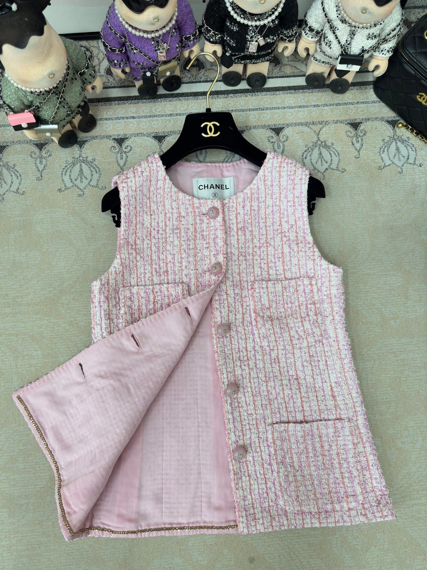 CC Tweed Vest Pink Cotton Wool 219841