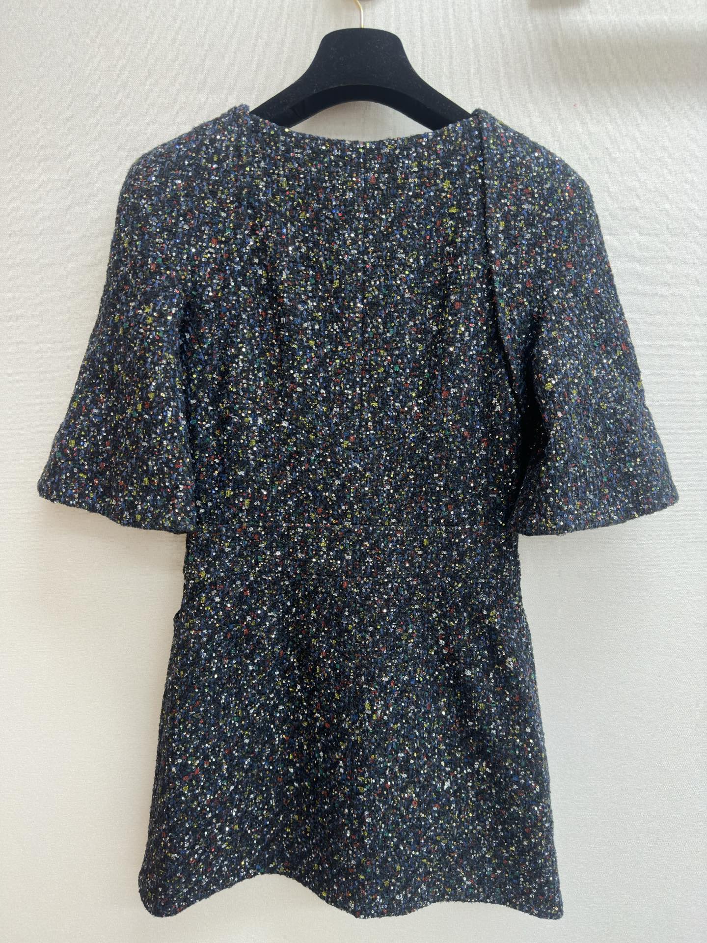 CC Tweed Short Sleeve Dress  Multicolor Polyester Polyamide 251864