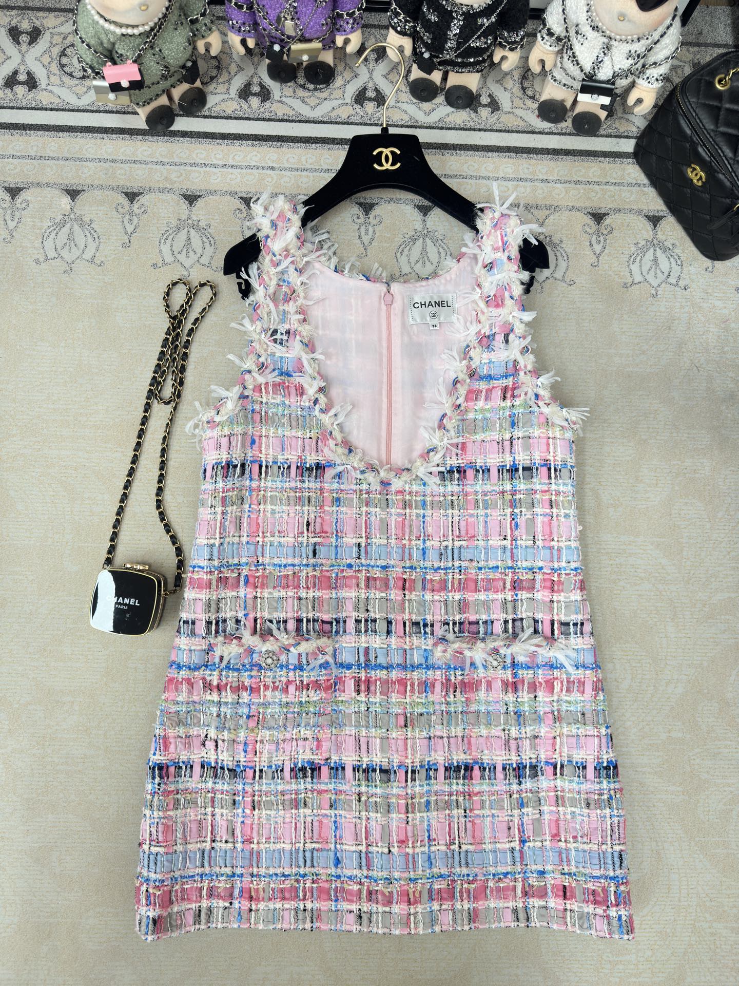 CC Tweed Vest Dress Pink  Cotton Polyamide 237351