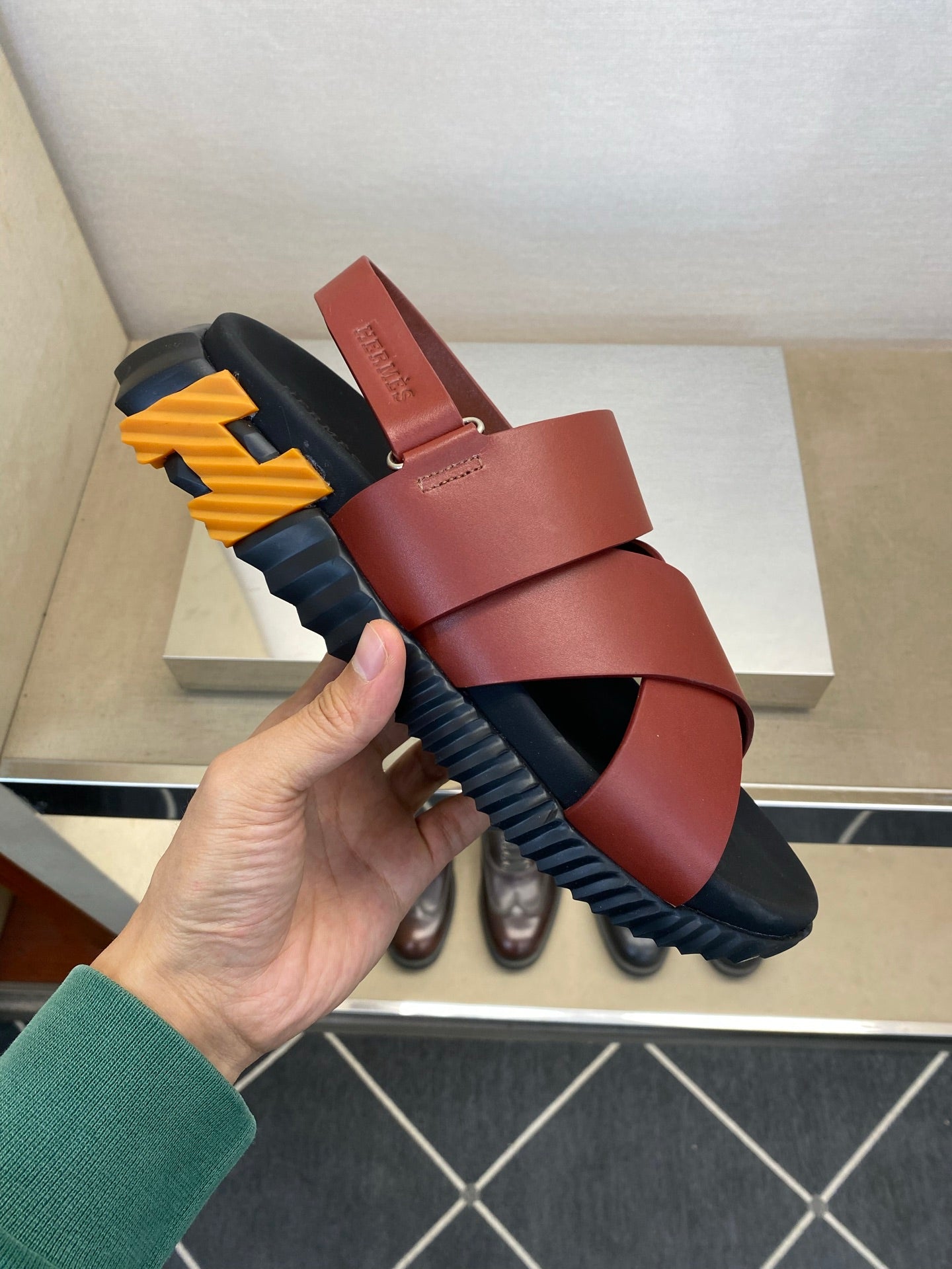 HM Men's Electric Sandals Red Calfskin 602597