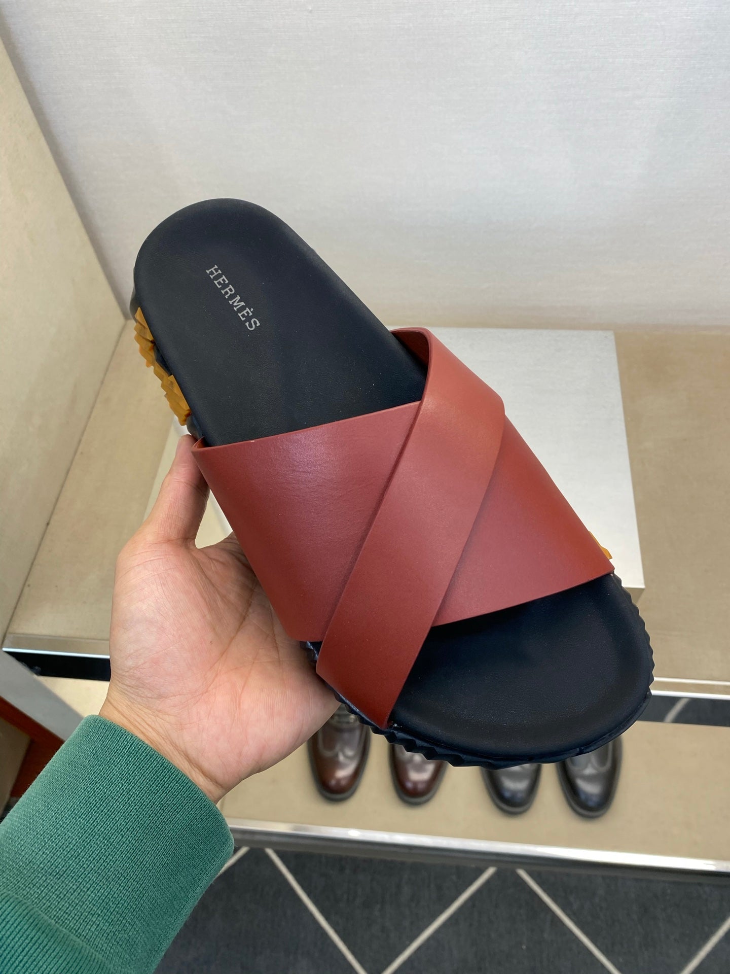 HM Men's Infra Slide Red Calfskin 602605