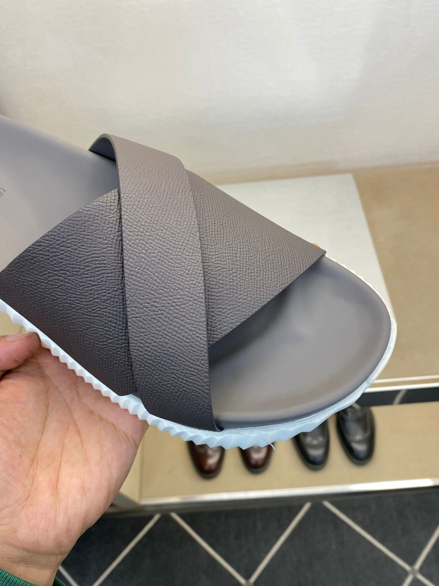 HM Men's Infra Slide Grey Calfskin 602606