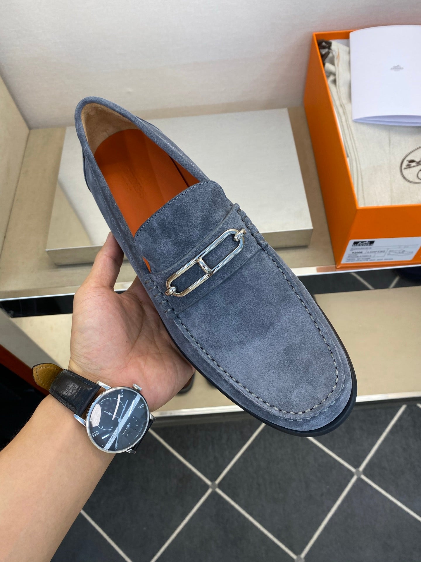 HM Men's Colette Loafer Charcoal Grey Suede 680424