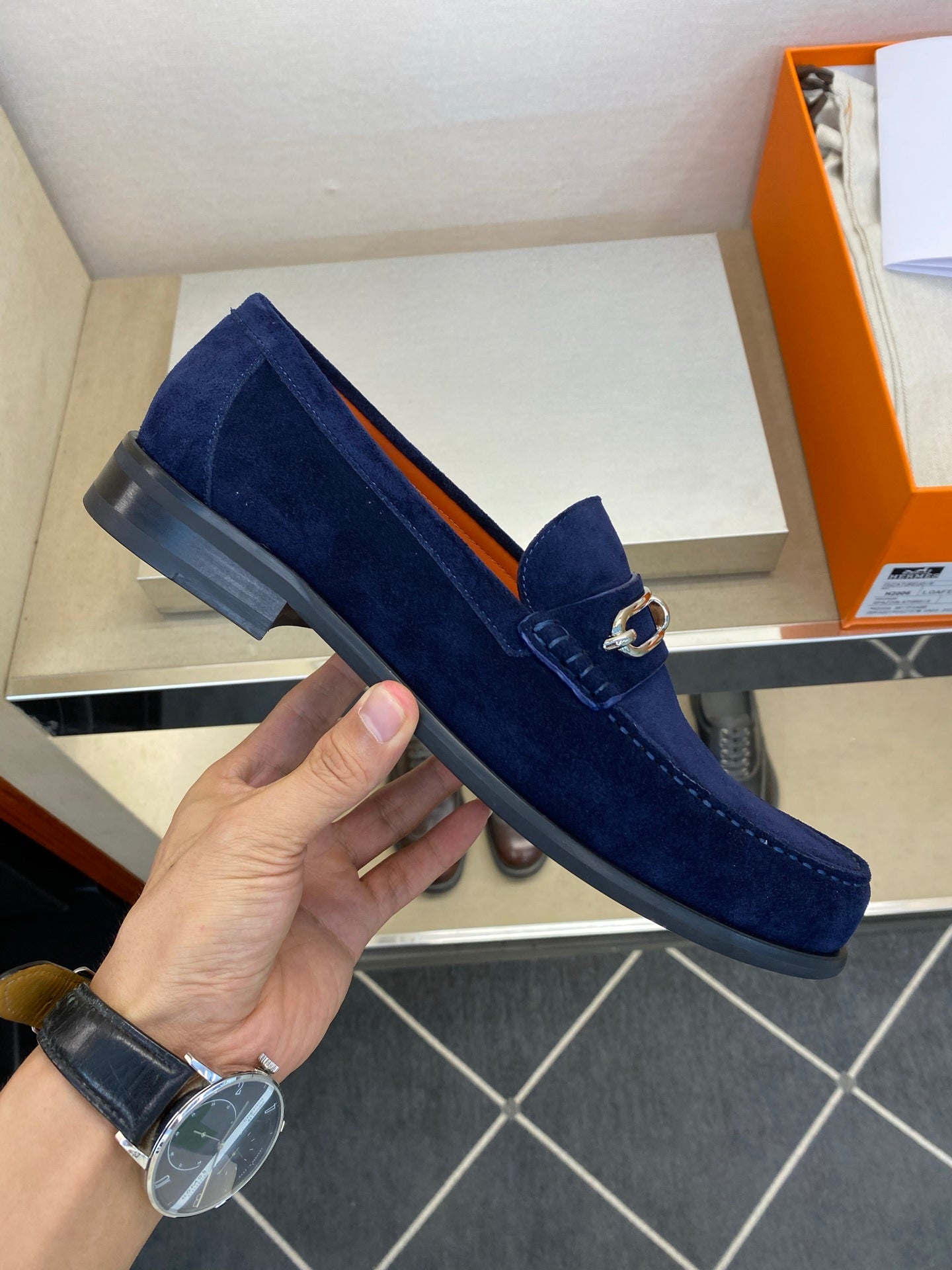 HM Men's Colette Loafer Navy Blue Suede 680425