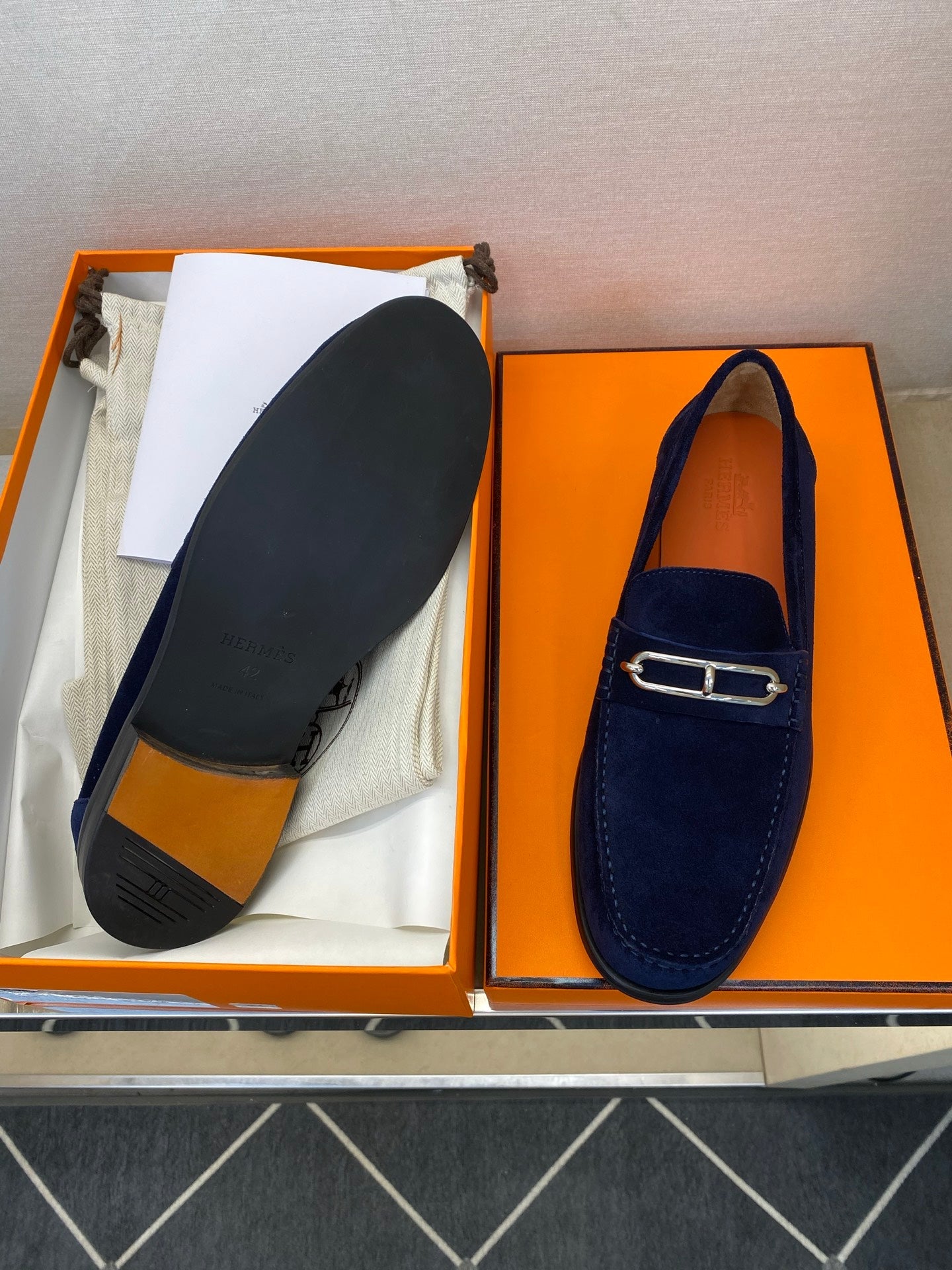 HM Men's Colette Loafer Navy Blue Suede 680425