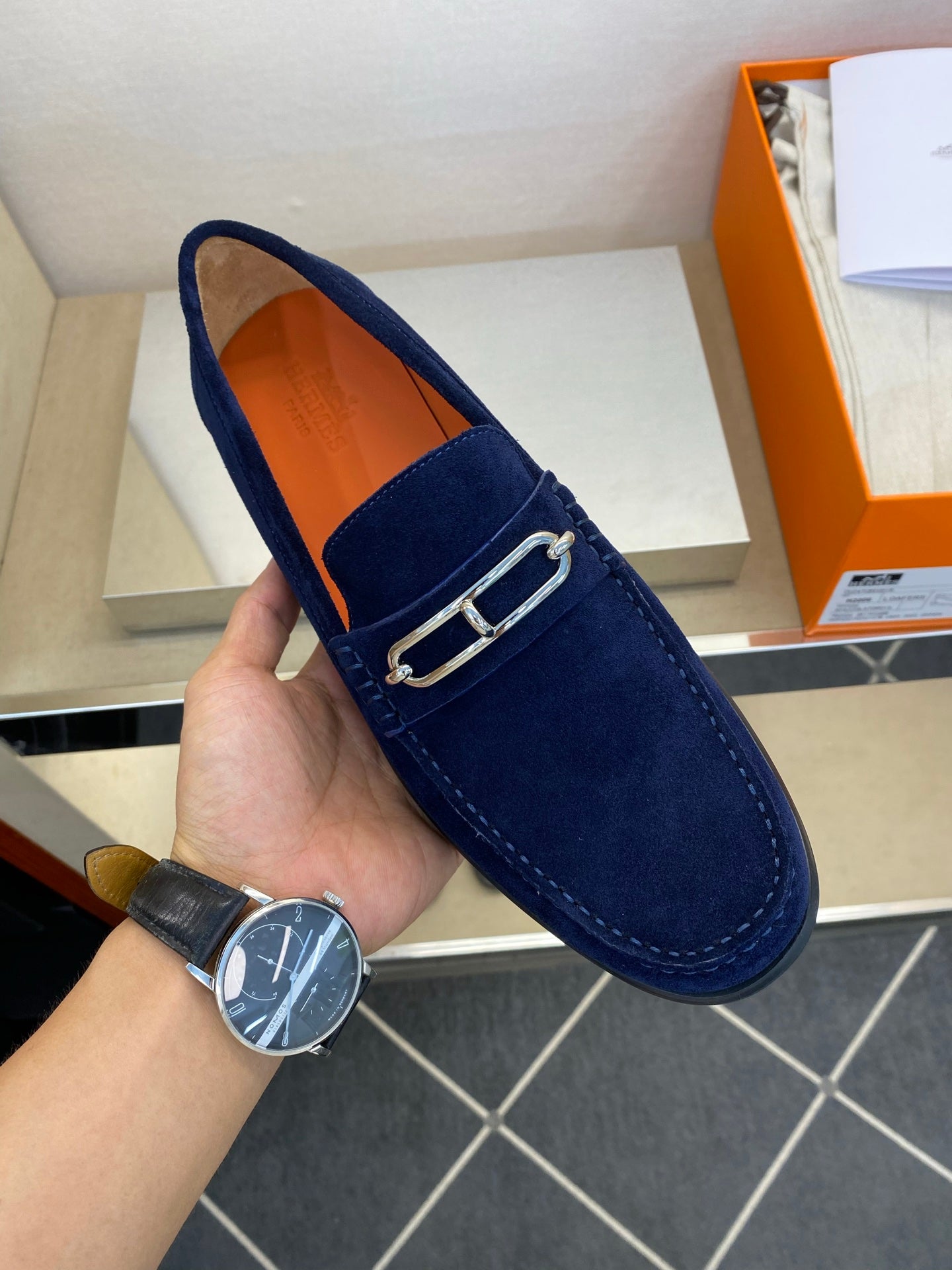 HM Men's Colette Loafer Navy Blue Suede 680425