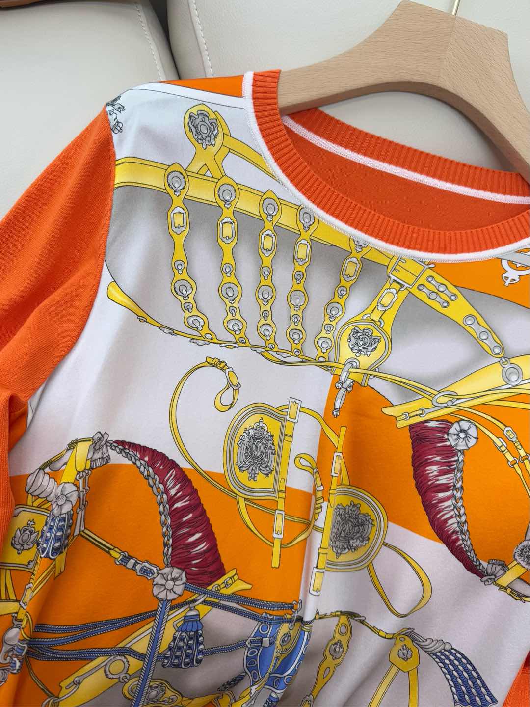 Hm Long Sleeve Knit Sweater Orange Silk