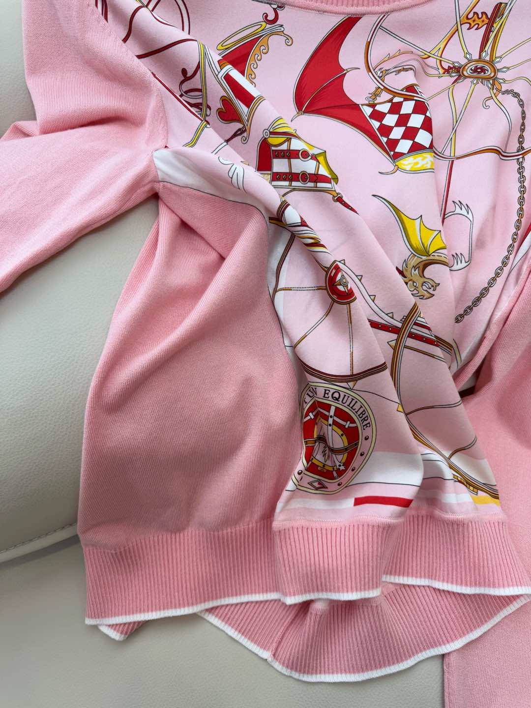 Hm Long Sleeve Knit Sweater Pink Silk