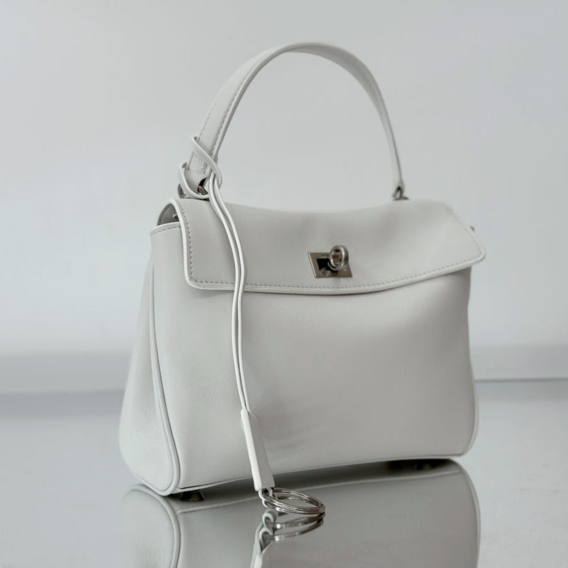 Balenciaga Mini Bag 22 White Calfskin Sliver Hardware