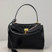Balenciaga Small Rodeo Crocodile Embossed Bag 29 Black Leather Gold Hardware