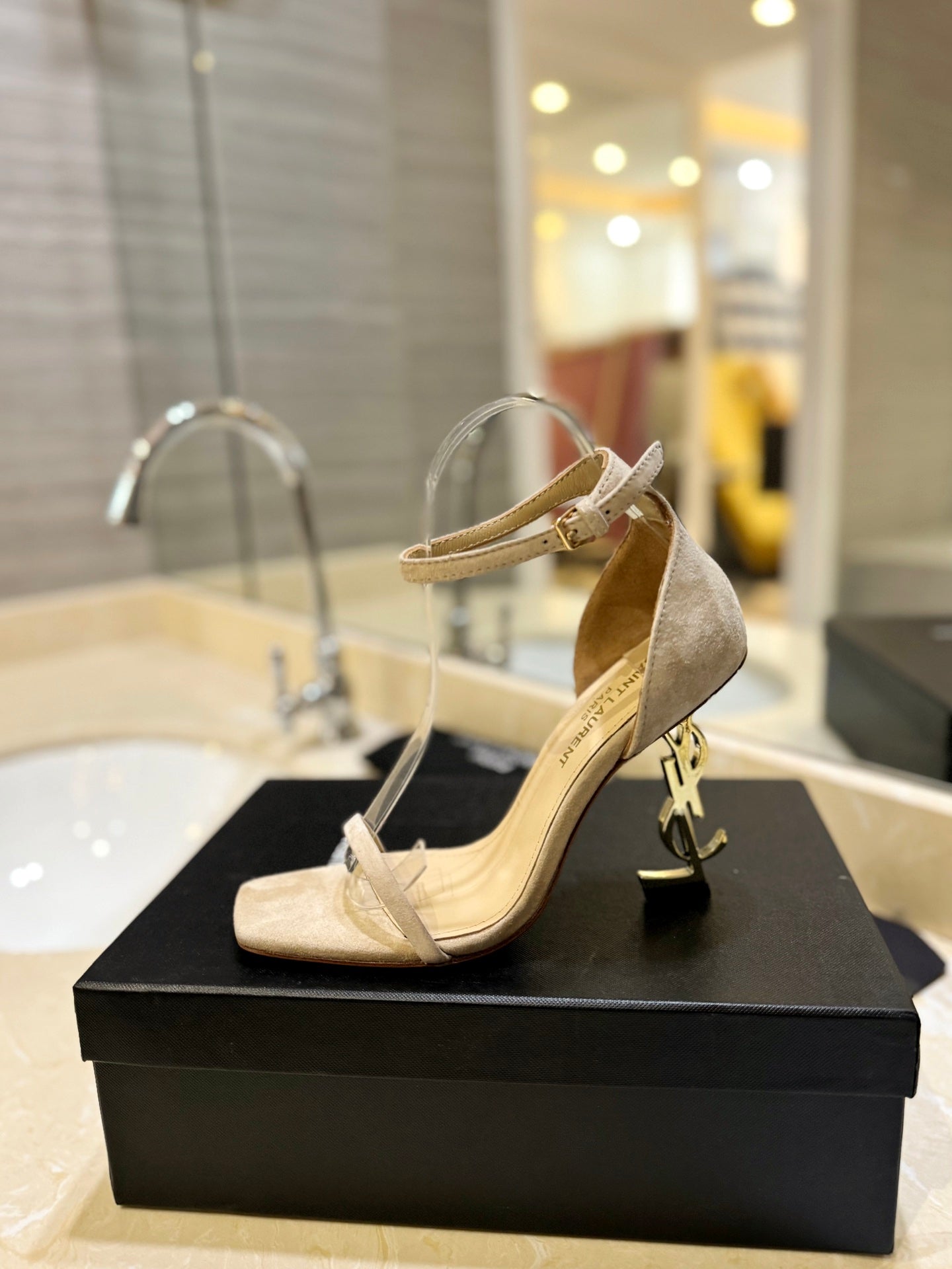 SL OPYUM SANDALS 80 CAMEL SUEDE