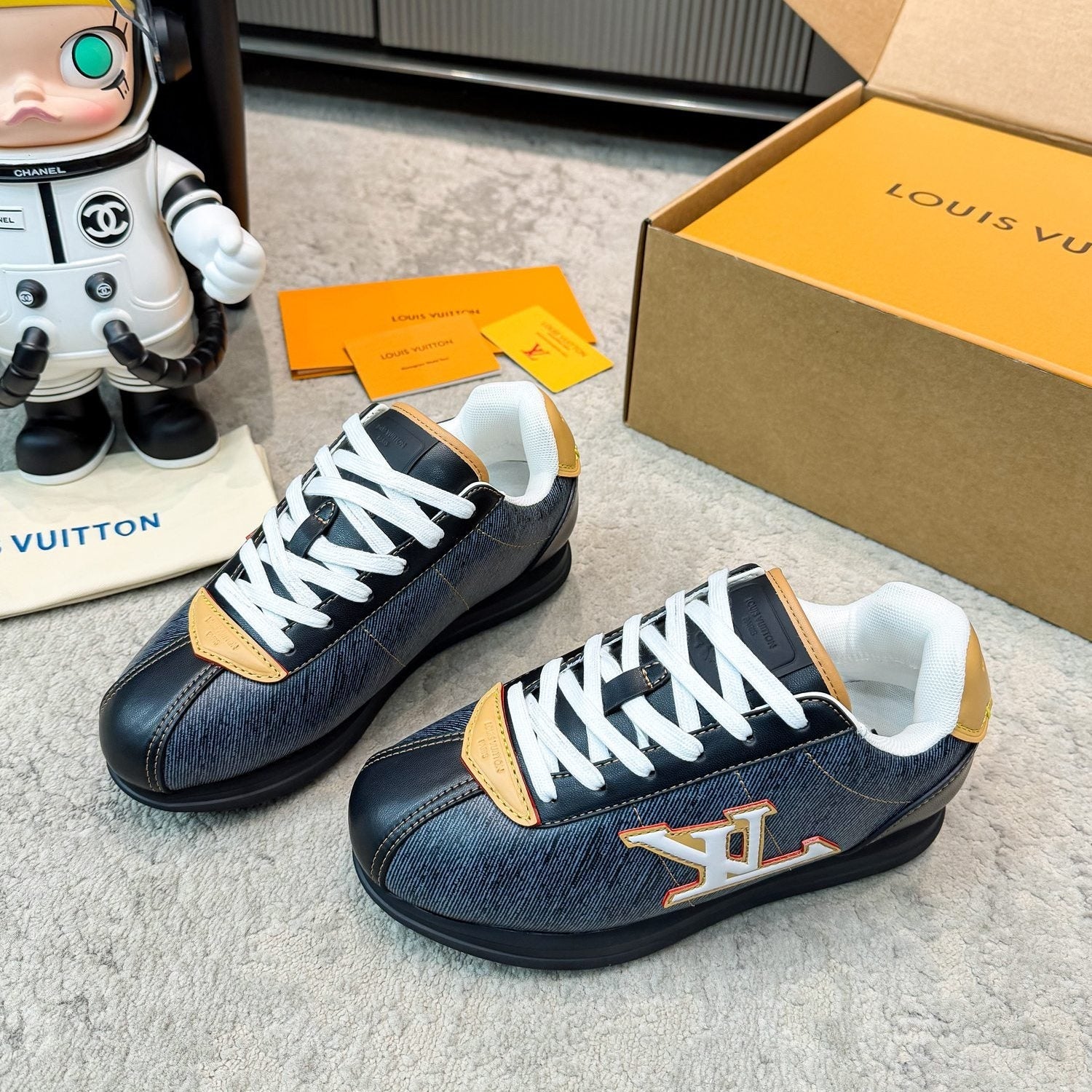 LV 26ss Platform Sneaker Navy Blue Black Cowhide 625419