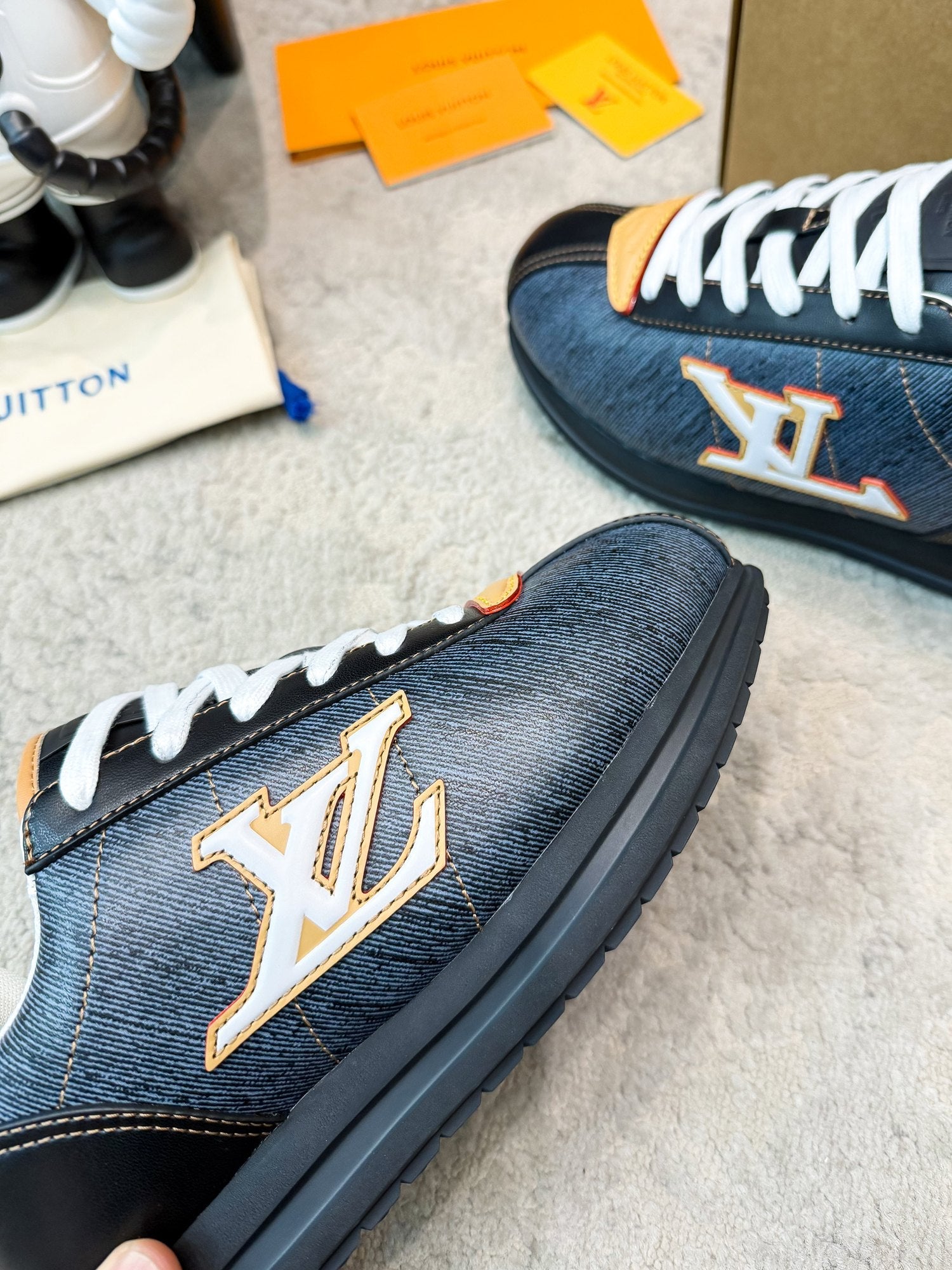LV 26ss Platform Sneaker Navy Blue Black Cowhide 625419