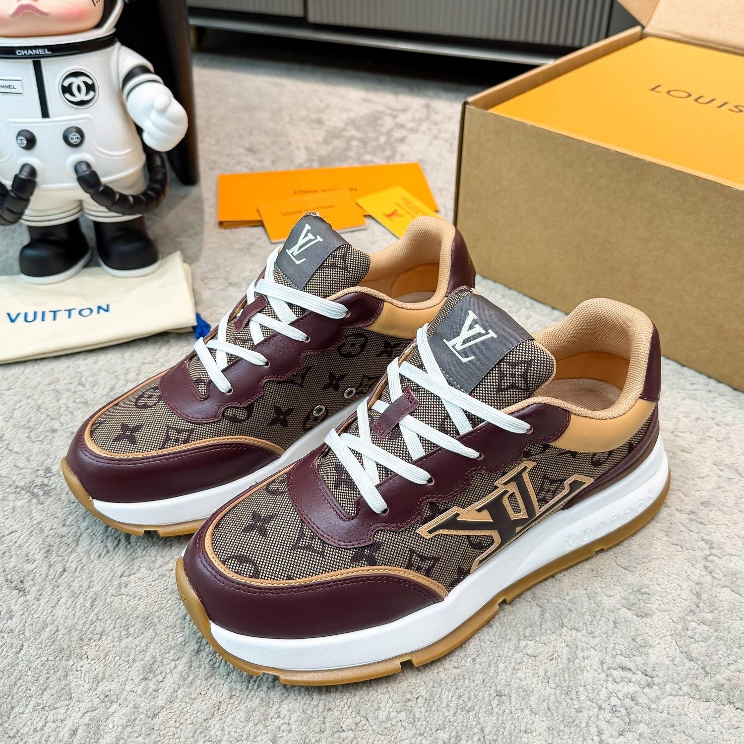LV 26ss Platform Sneaker Burgundy Beige Black Cowhide 625422