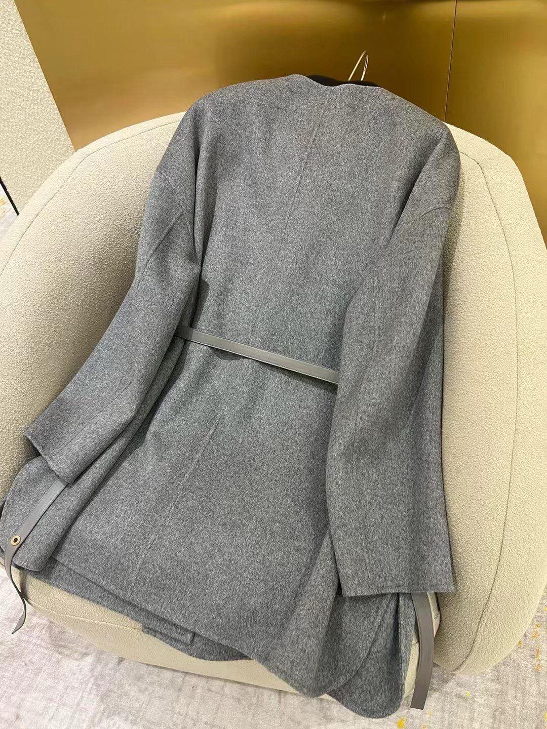 LP 25 Crew Neck Coat Gray White Cashmere Fur 303965