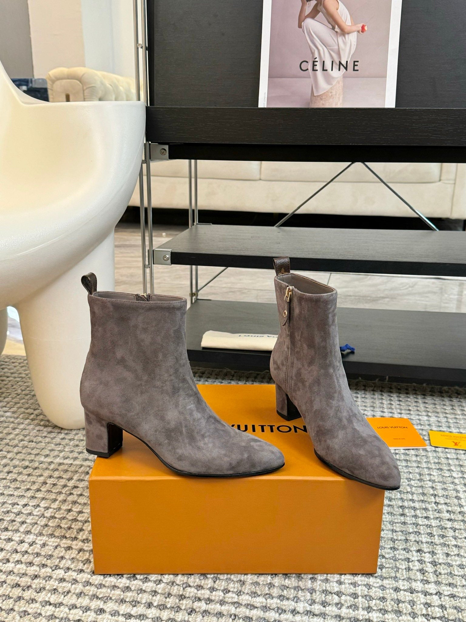 LV Ankle Boots 60mm Gray Suede