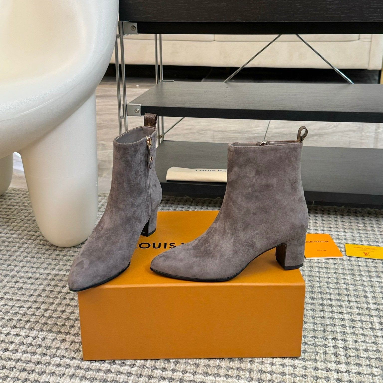 LV Ankle Boots 60mm Gray Suede