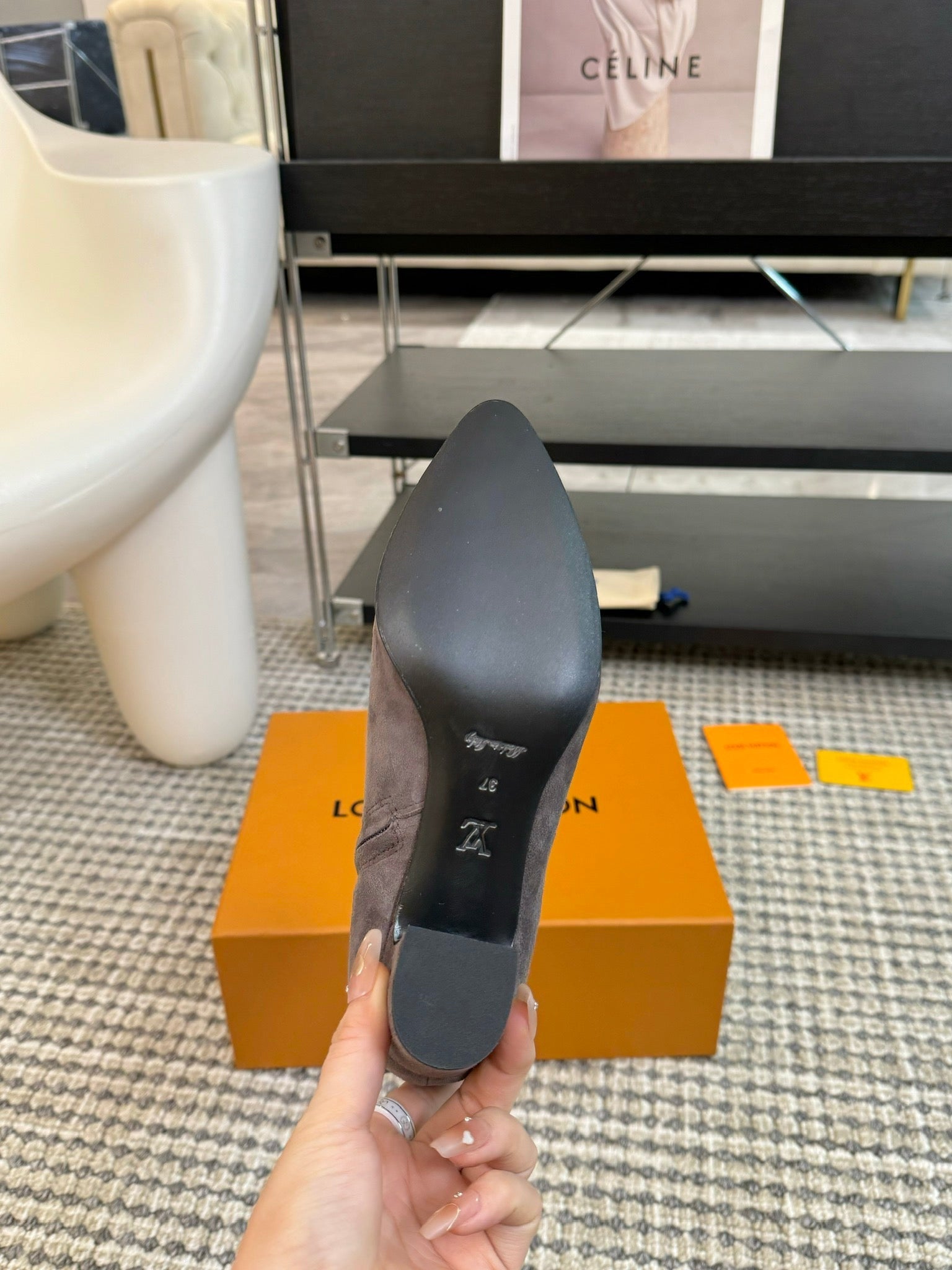 LV Ankle Boots 60mm Gray Suede