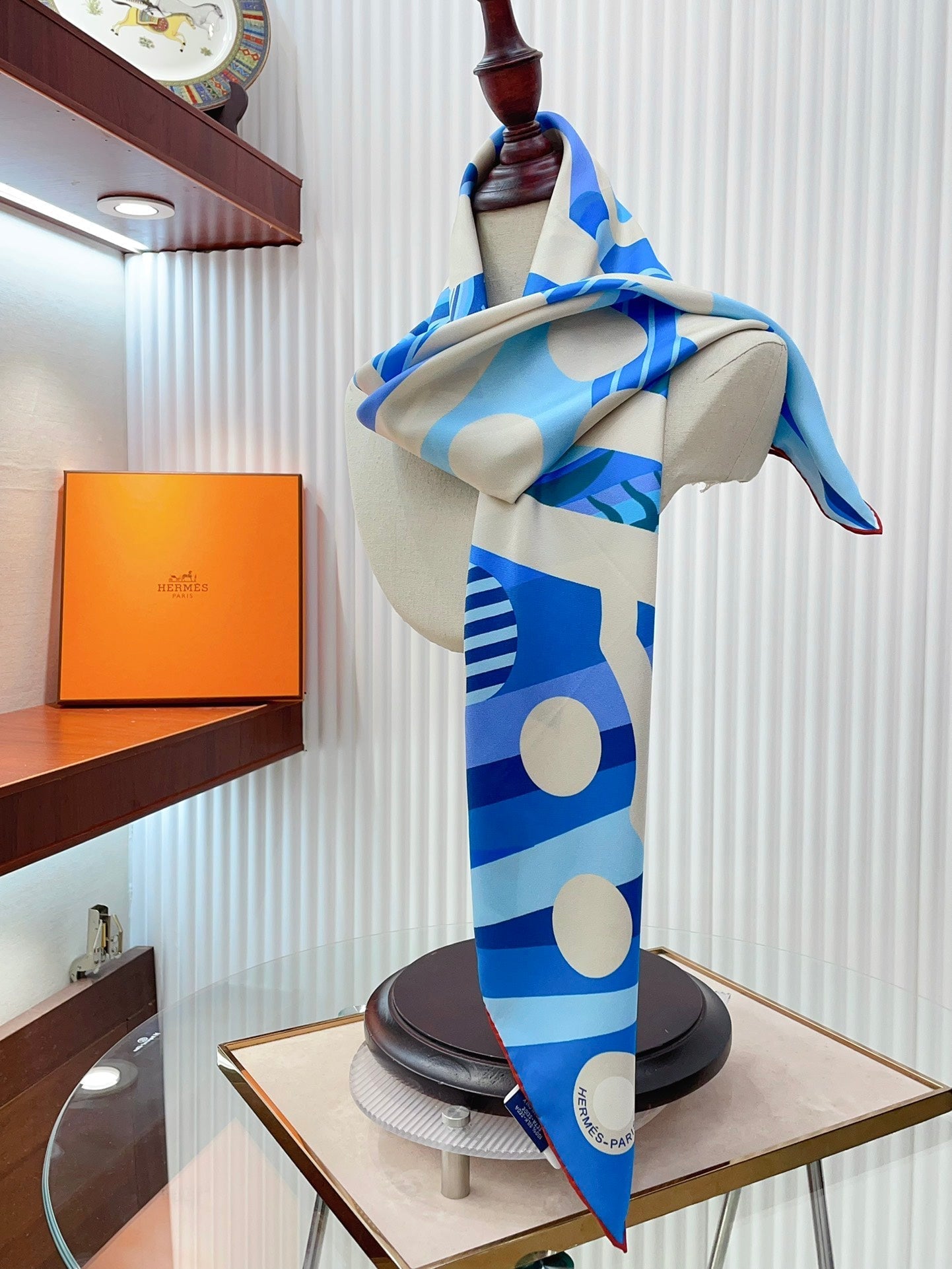 Le Reve De Julia Scarf 90 CM In Blue Colorful Silk Twill 198578