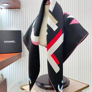 CC Square Scarf 90 CM In Black Colorful Silk Twill  206468