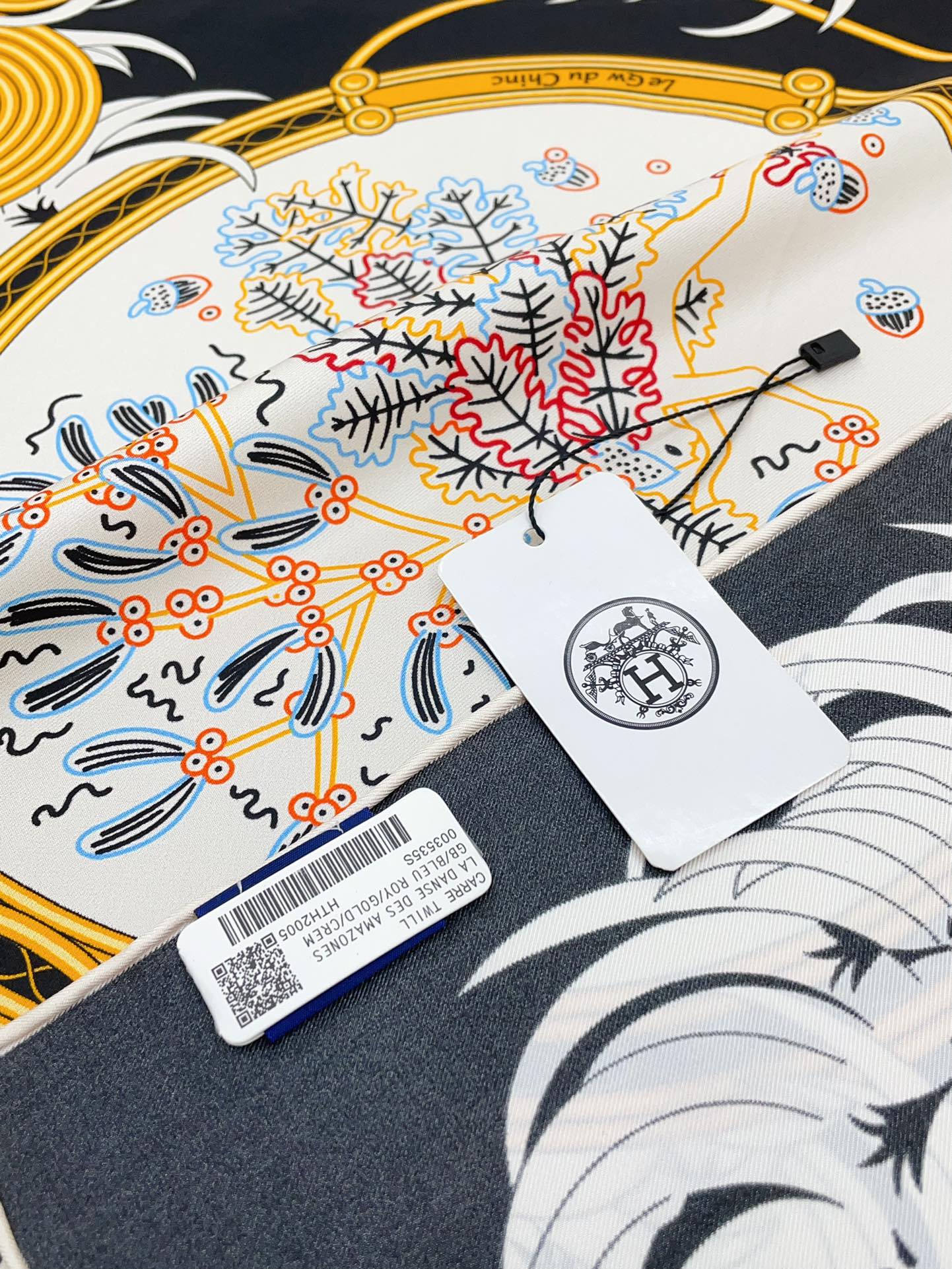 Legende Brodee Scarf 90 CM In Black Colorful Silk Twill 208578