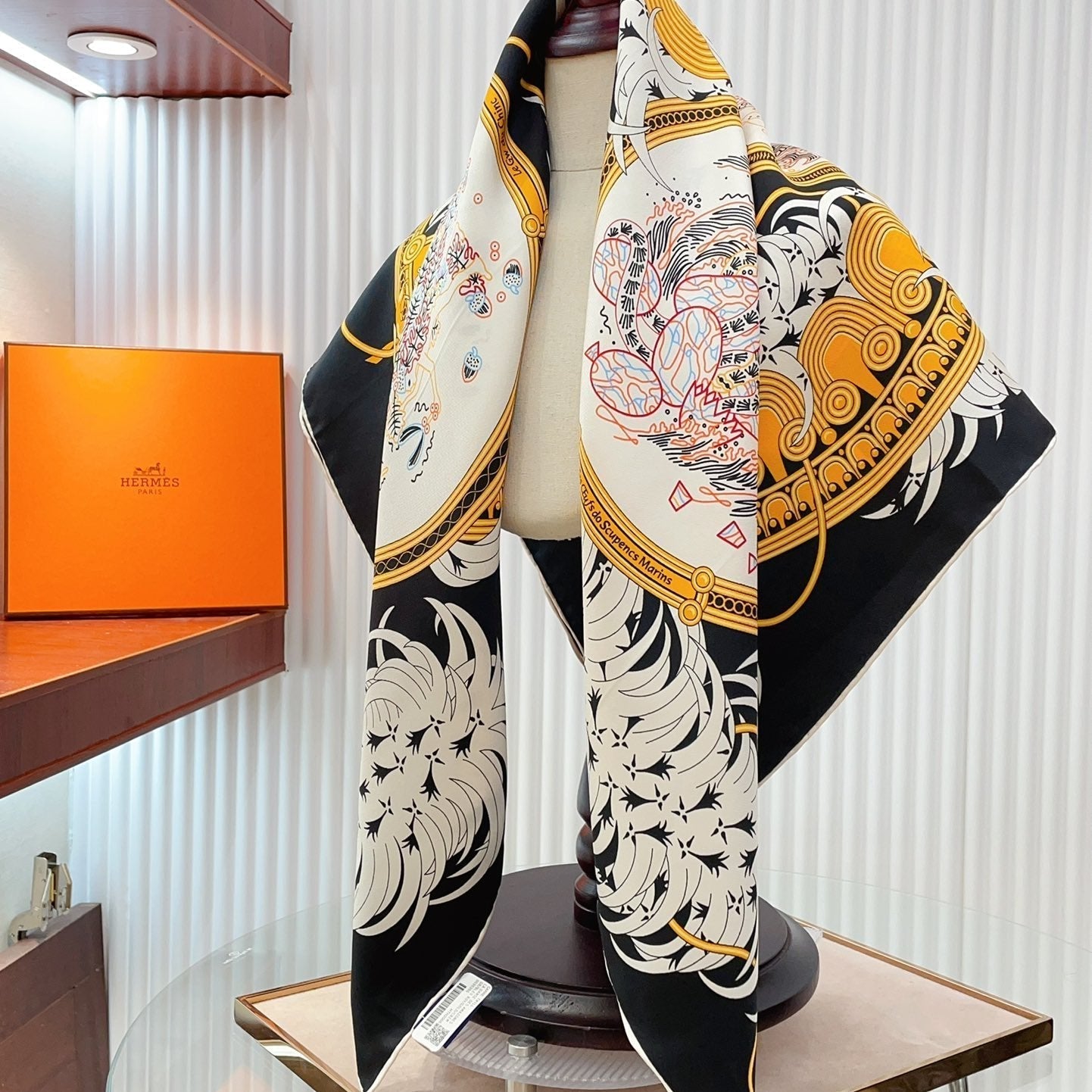 Legende Brodee Scarf 90 CM In Black Colorful Silk Twill 208578