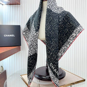 CC Square Scarf 90 CM In Black Mix White Silk Twill 218098