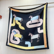 Garde-Robe Pop Detail Scarf 90 CM In Black Colorful Silk Twill 337136