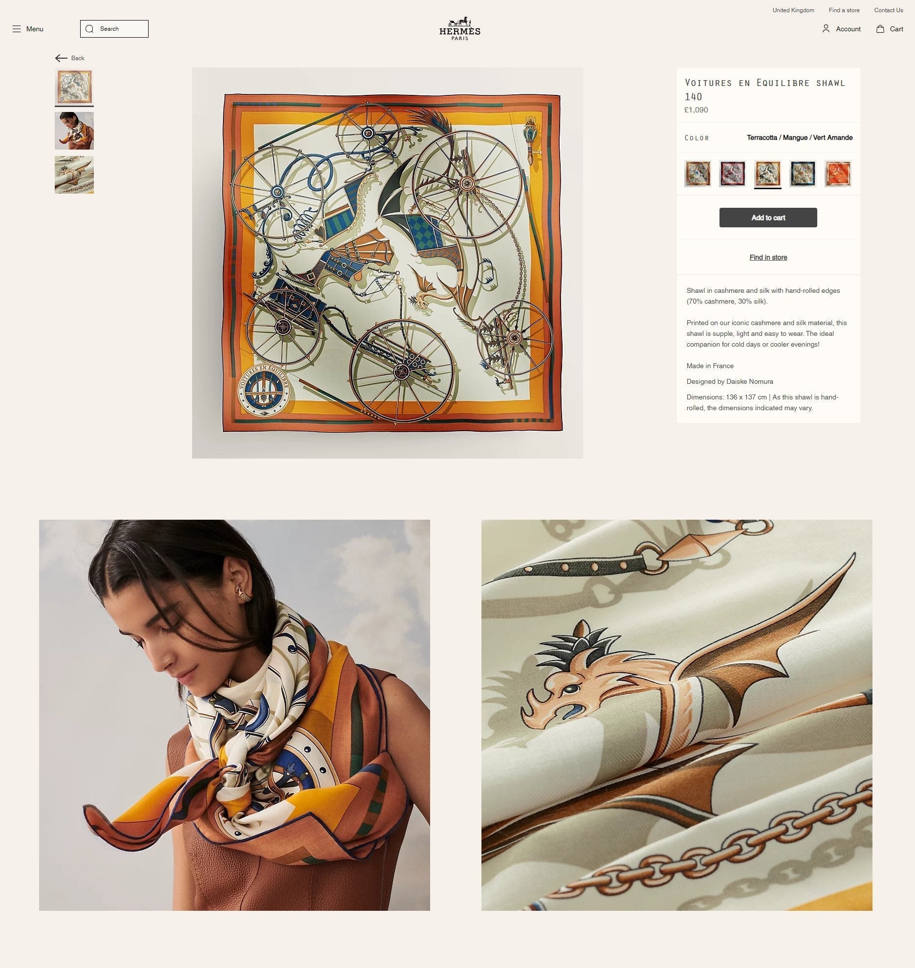 Voitures En Equilibre Scarf 140 CM In Colorful Cashmere And Silk 265385