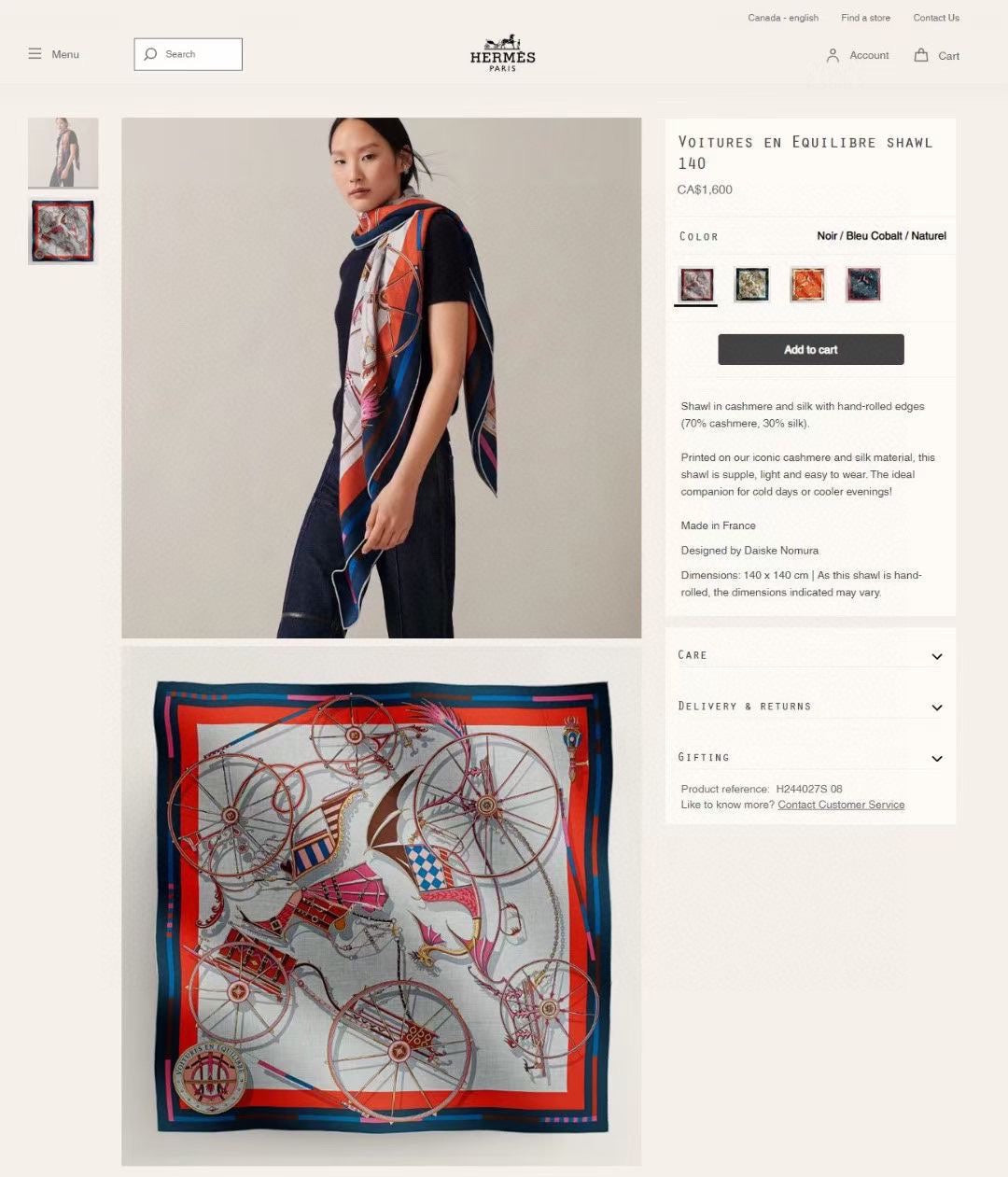 Voitures En Equilibre Scarf 140 CM In Colorful Cashmere And Silk 310320