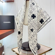 CC Square Scarf 90 CM In White Mix Black Cashmere Silk 316269