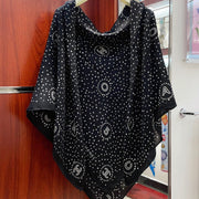 CC Square Scarf 140 CM In Black White Polka Dot Cashmere Silk 337147