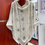CC Square Scarf 140 CM In White Mix Black Cashmere And Silk  398279