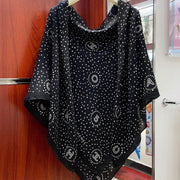 CC Square Scarf 140 CM In Black Mix White Cashmere And Silk  398280