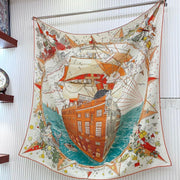Flagship Scarf 135 CM White Colorful Cashmere And Silk 402079