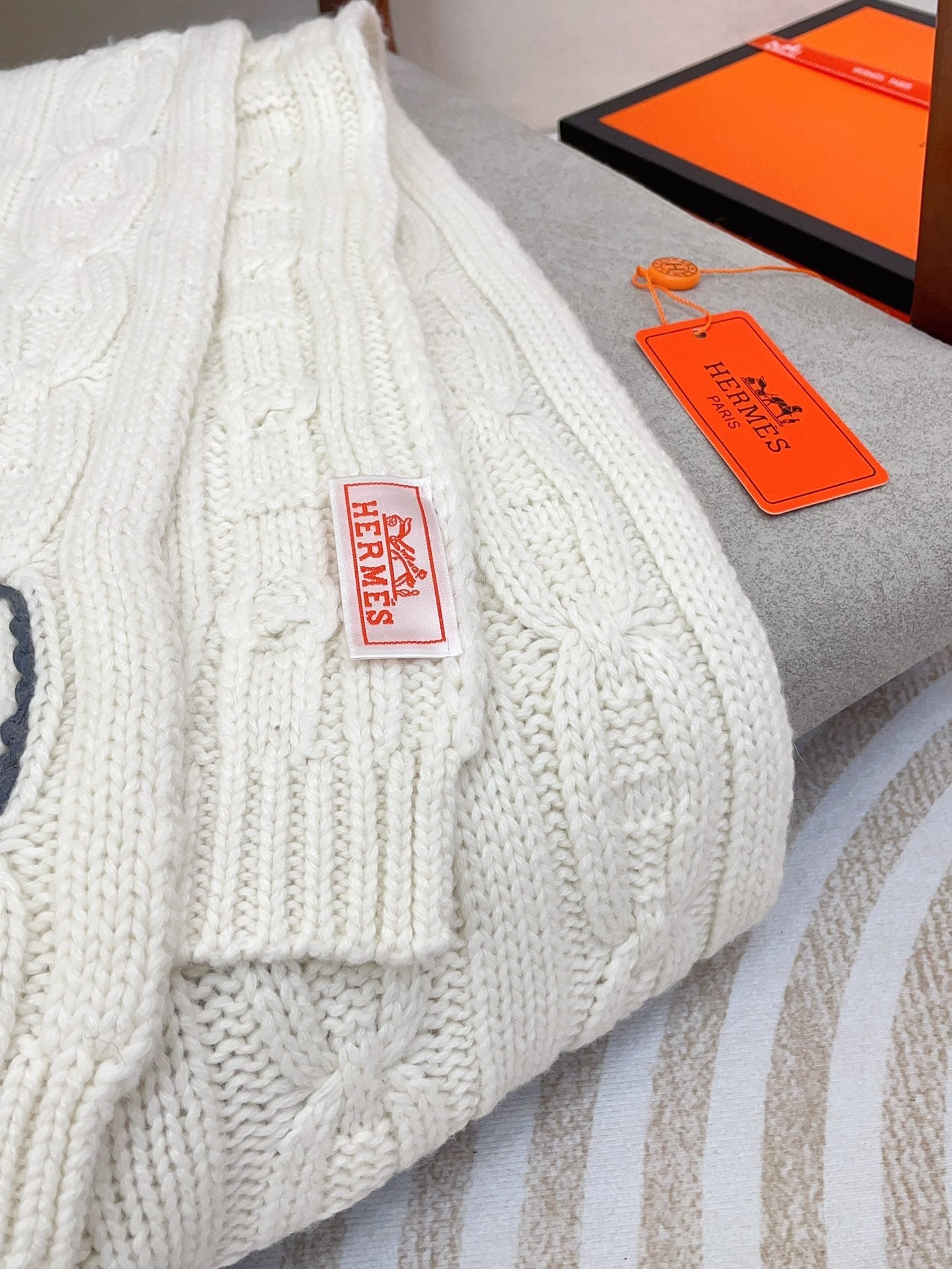 Scarf 170 CM White Cashmere Handwoven