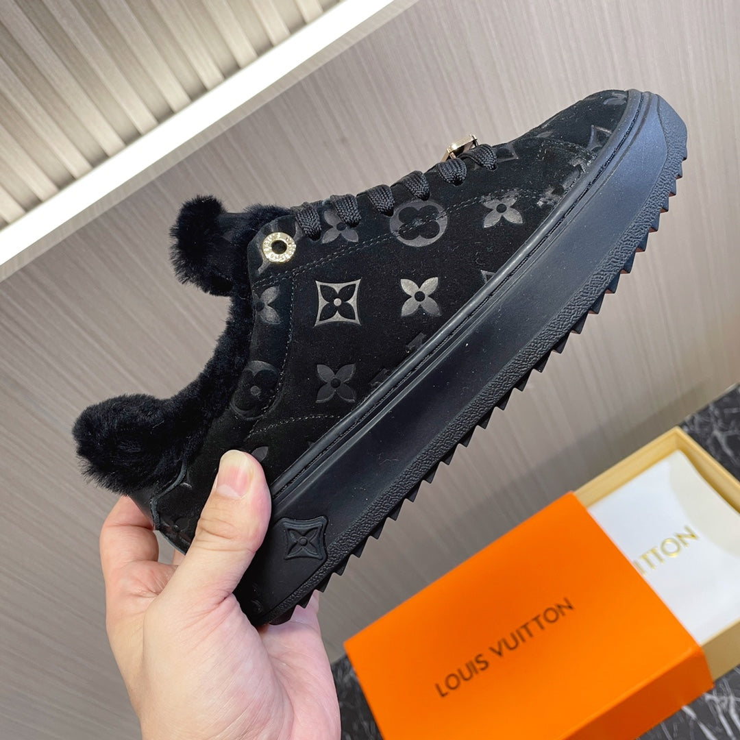 LV Time Out Sneaker 40mm Black Monogram Suede