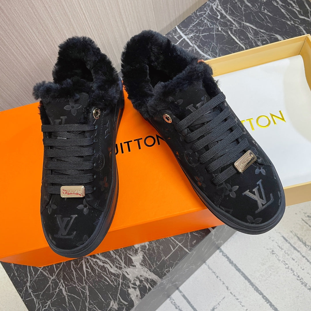 LV Time Out Sneaker 40mm Black Monogram Suede
