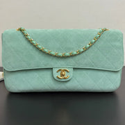 Chanel 2026 Flap Bag 34cm Mint Green Suede Leather