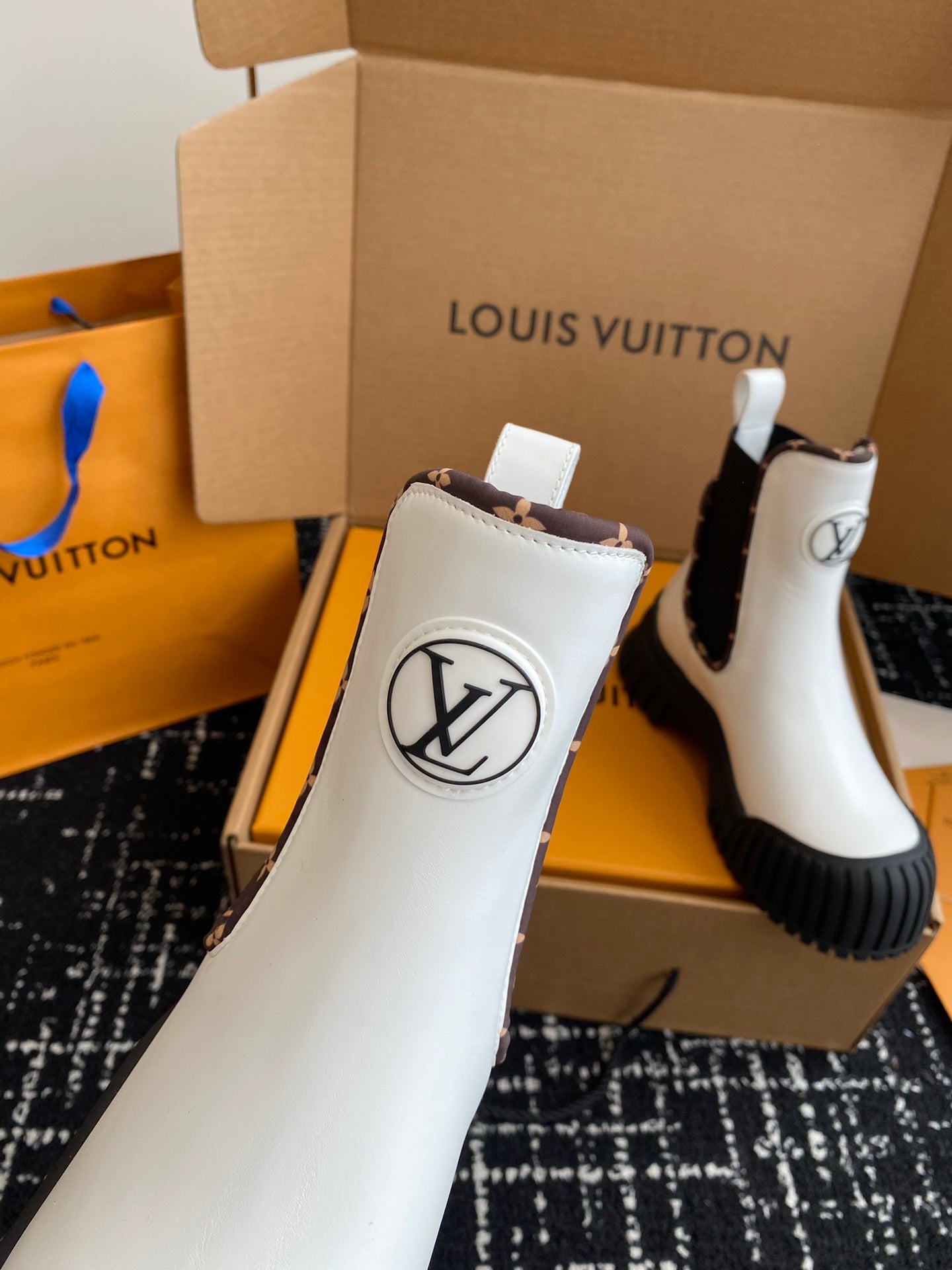LV Ruby Flat Ankle Boot White Calfskin