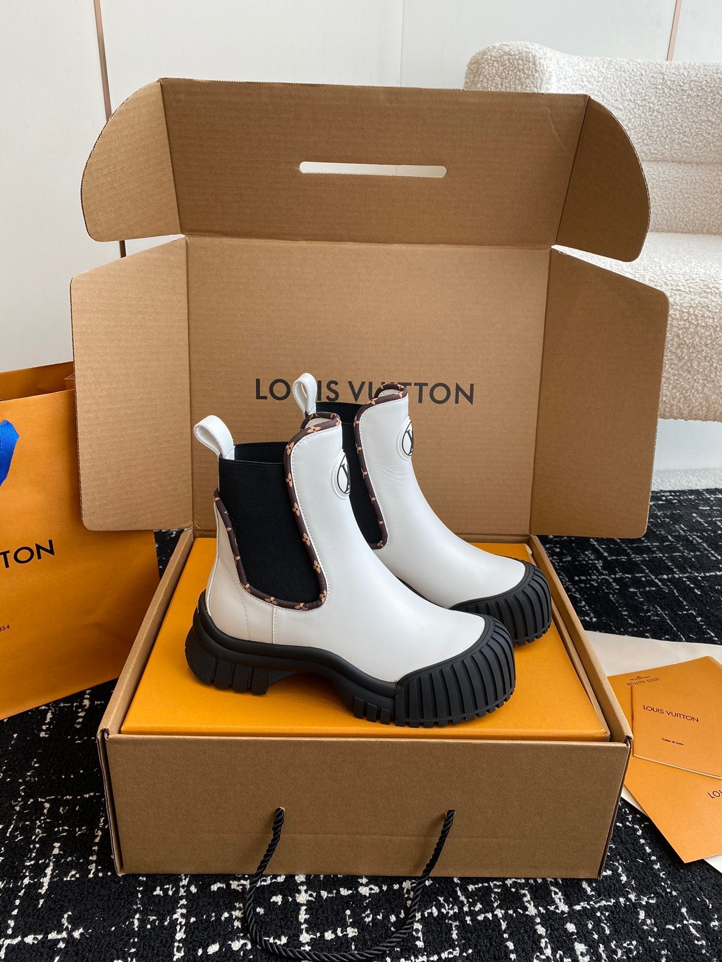 LV Ruby Flat Ankle Boot White Calfskin