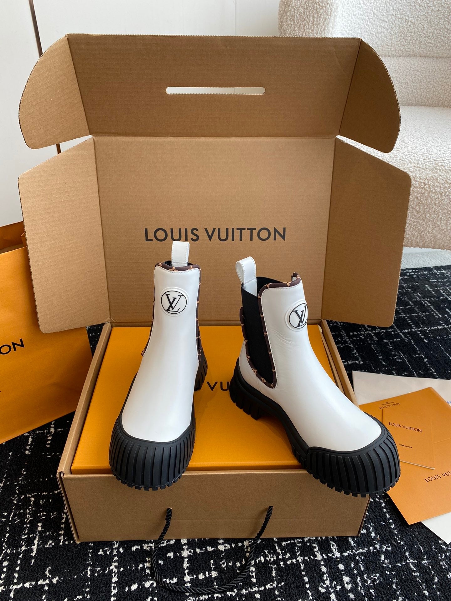 LV Ruby Flat Ankle Boot White Calfskin