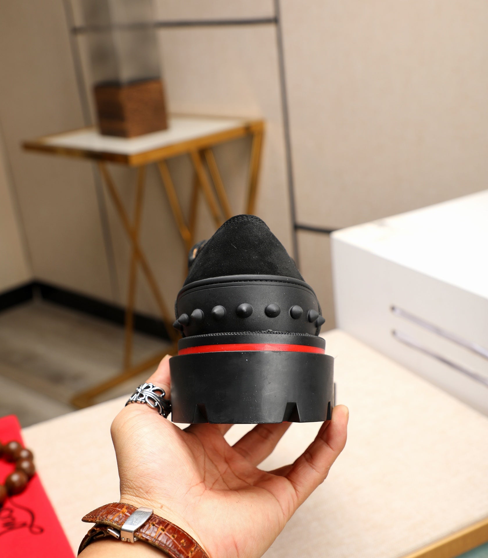 cl our georges loafer black suede leather