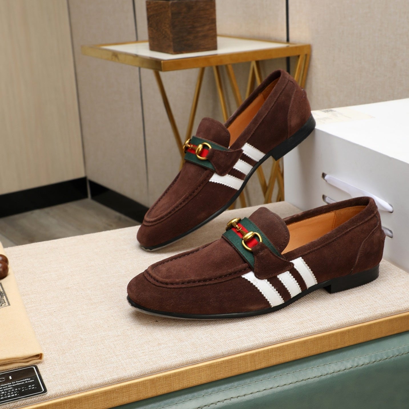 GG x Adidas Men's Jordaan Loafer Brown Suede 456613