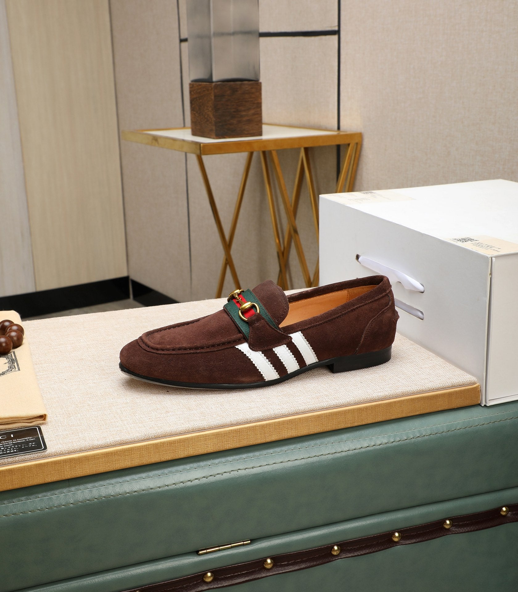 GG x Adidas Men's Jordaan Loafer Brown Suede 456613