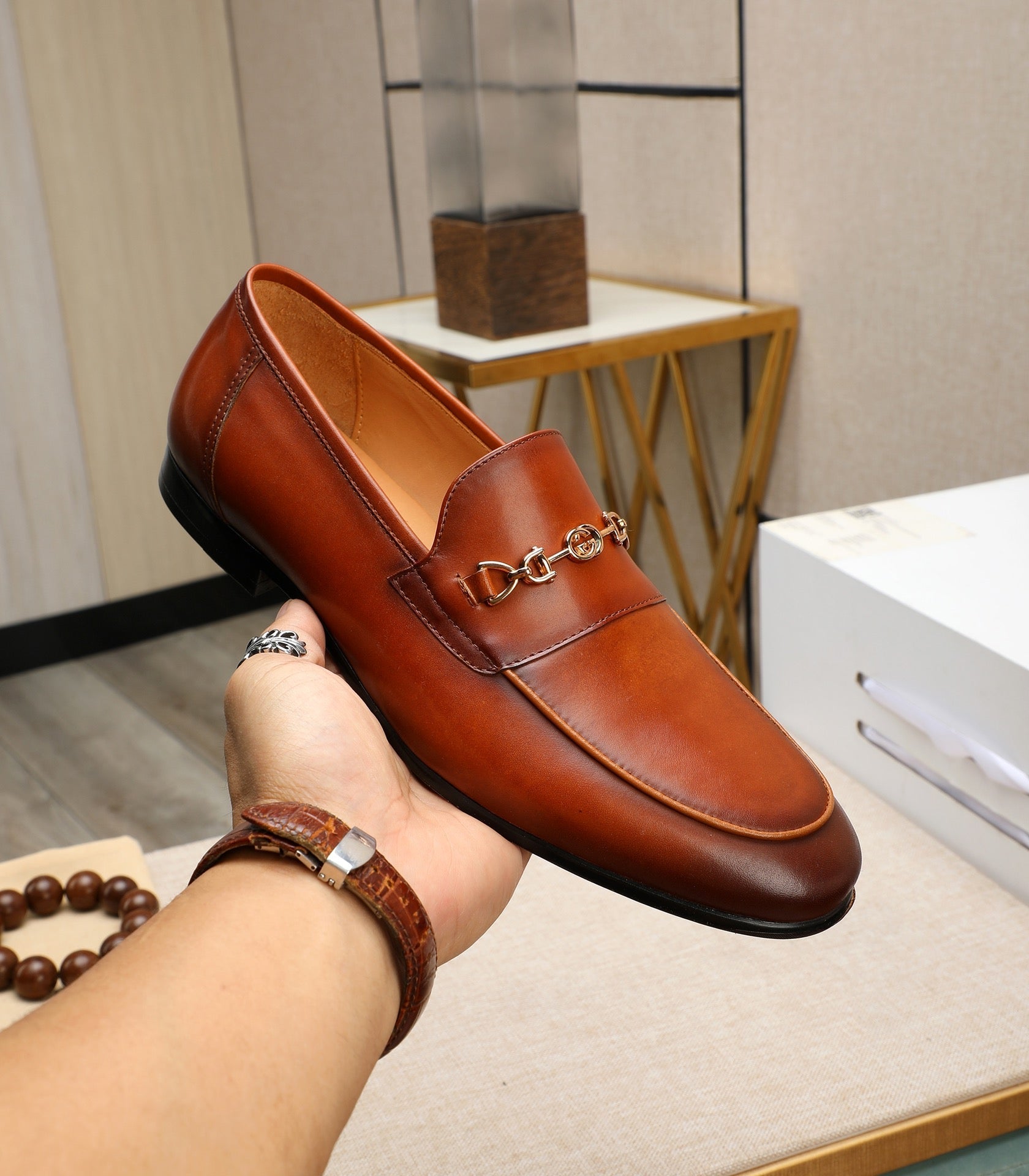 GG Men's Loafer Brown Cowhide 526010