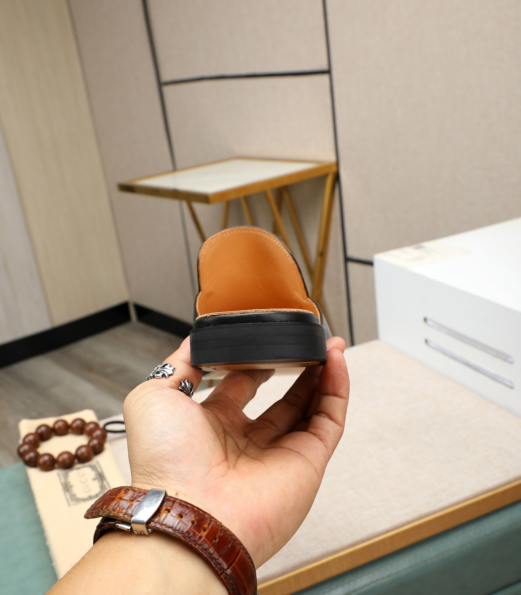 GG Men's Mule Black Cowhide 111481